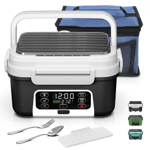 Cordless Electric Lunch Box with Insulated Bag, Fast Heating Portable Food Warmer with 20000mAh, 1.5L (6 Cups) Stainless Steel Tableware,Office, Travel, Camping,Suitable for Adults and Children #SummerWins