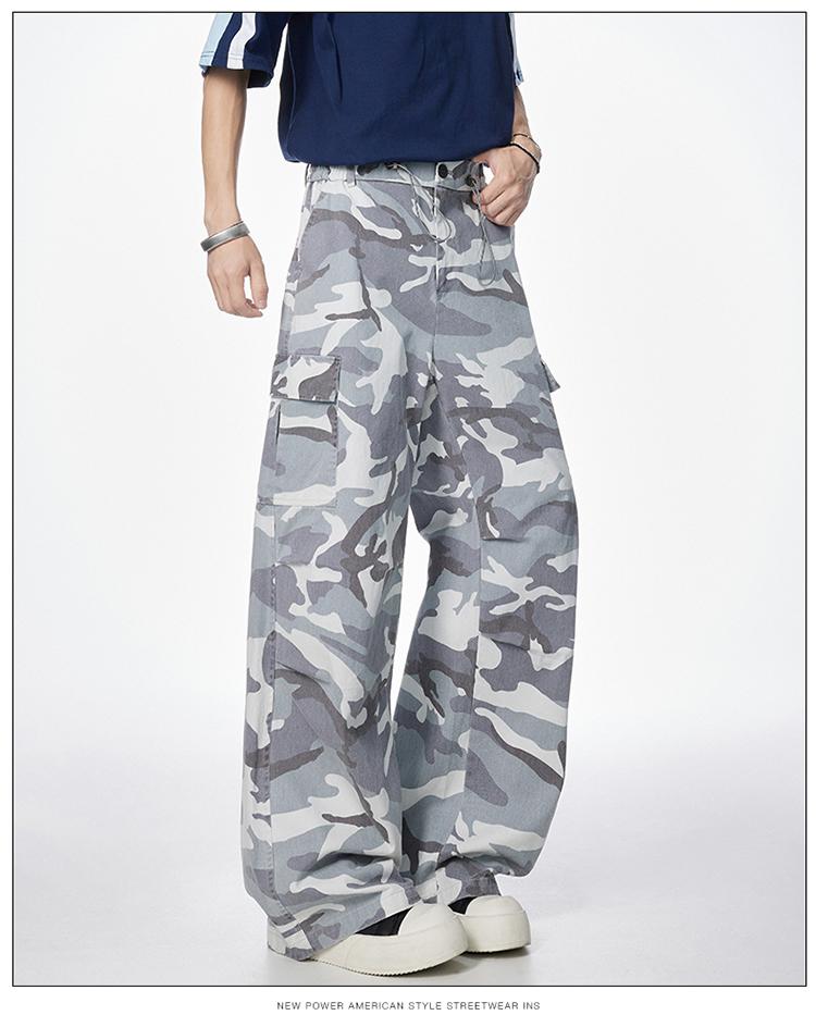 Camouflage Pants Unisex, Spring and Autumn Cotton Straight Loose Large Size Work Pants, Trendy Versatile Wide Leg Casual Long Pants Slimming