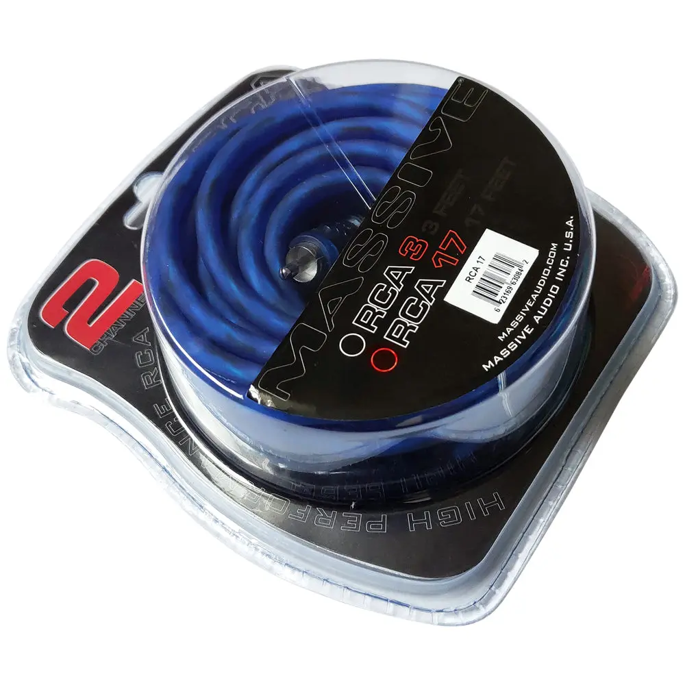 Massive Audio RCA17 17 Foot Blue Translucent Twisted Pair RCA Cable Oxygen-Free Pure Copper Silver Tined Wire for Exceptional Sound Quality - Connection