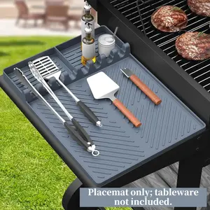 Blackstone Griddle Mat, Heat-Resistant Silicone Side Shelf Organizer for Spatula & Grill Tools – Oil-Proof Drip Pad for Mess-Free Outdoor BBQ Cooking