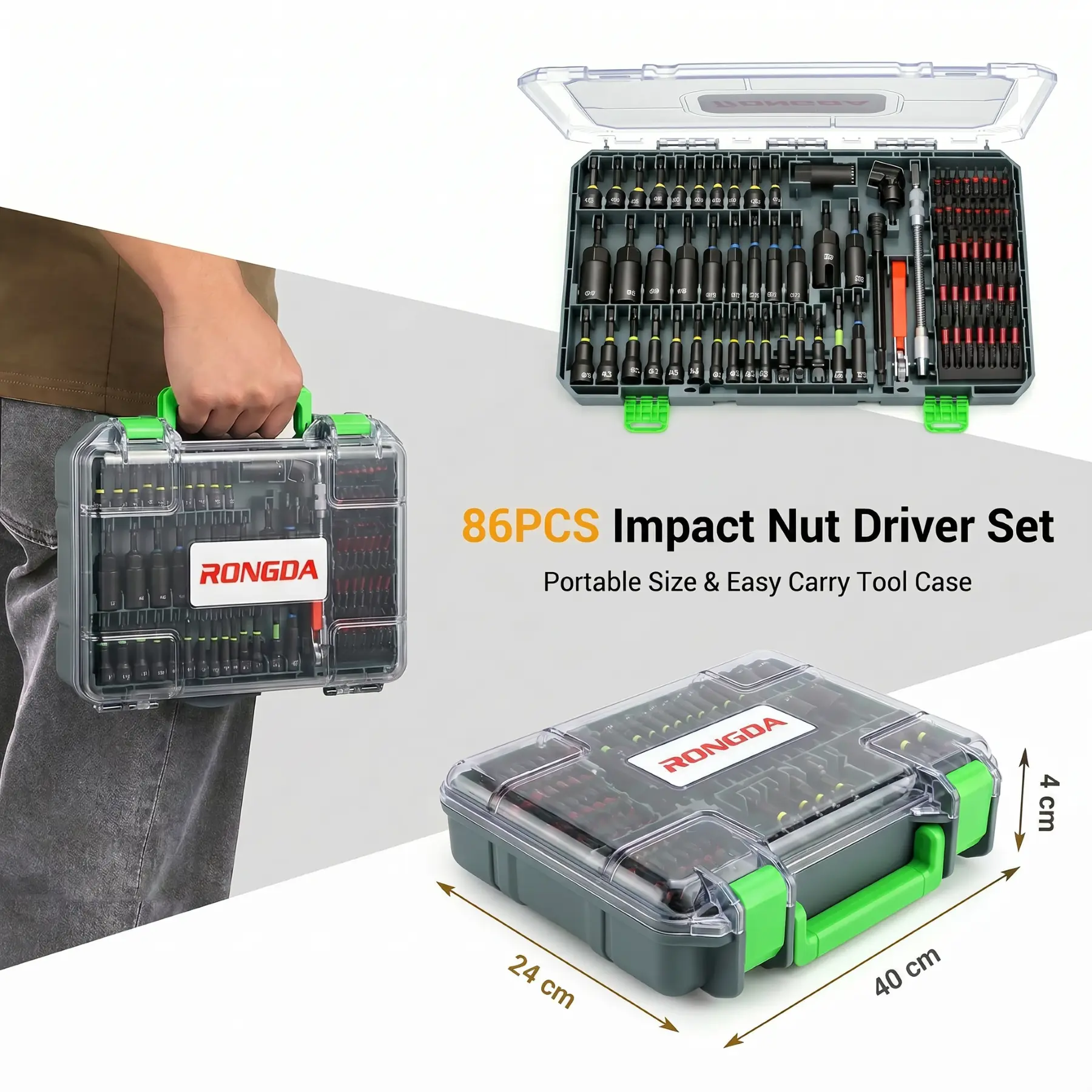 86PCS Impact Nut Driver Set, Magenetic Nut Driver Set for Impact Drills and Premium Deep Drivers, Wing Nut Setters, 1/4'' Quick Change, Bit Extention, S2 Steel Bits, Pivoting Nut Setter