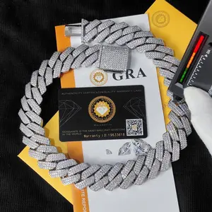 Custom 25MM S925 Sterling Silver Hip Hop Moissanite Cuban Link Chain Thick Miami VVS Cuban Necklace For Men