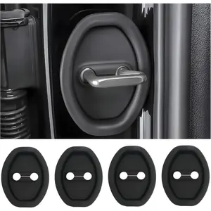 Upgraded version4PCS Door Latch Lock Cover,Silicone Door Latch Guard Car Decorations&Protects Door Latches,Universal Self-Adhesive Door Lock Latch Protector Car Accessories for Most Vehicles (Black)