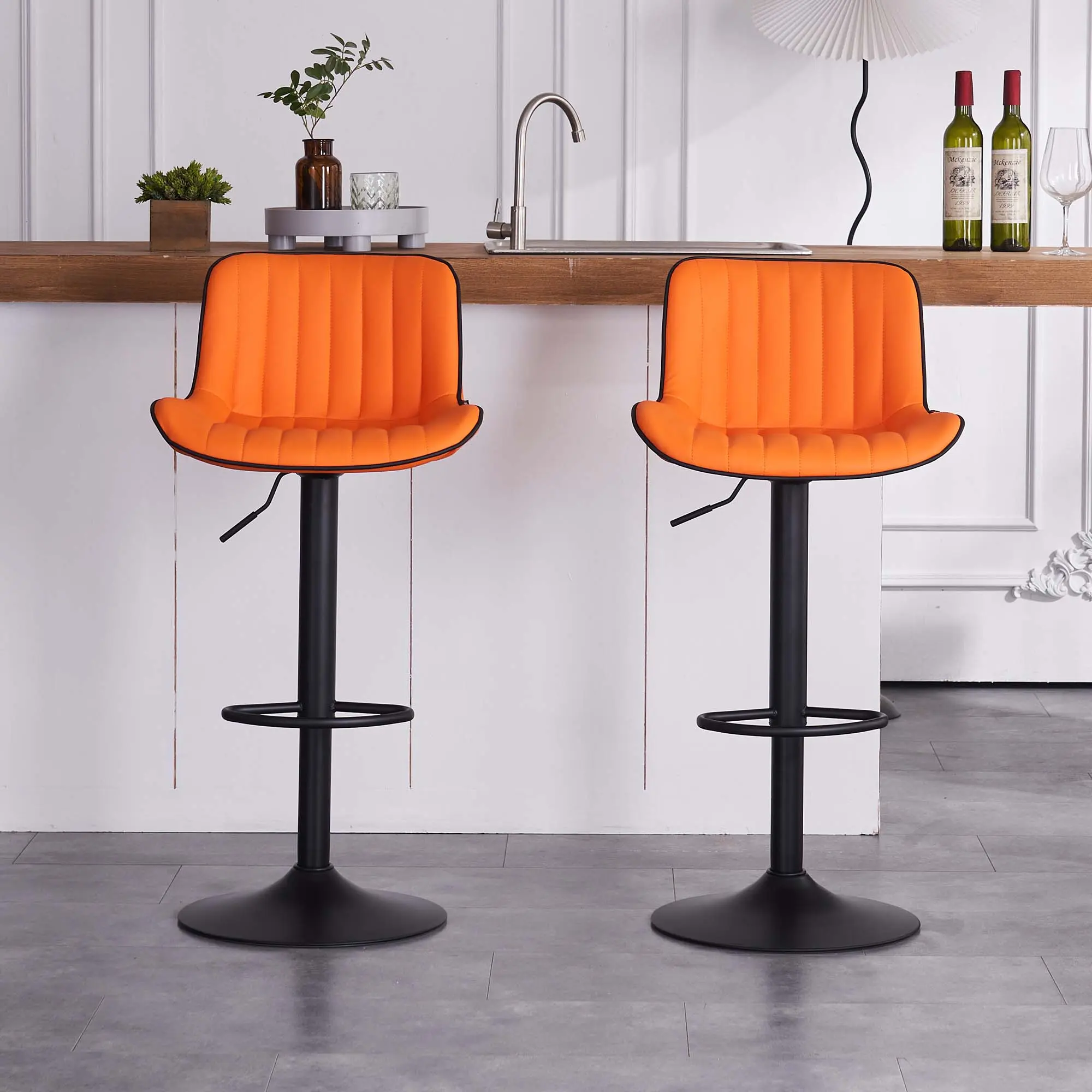 YOUTASTE MODERN SWIVEL BAR STOOLS WITH METAL BASE SET OF 2 HEIGHT ADJUSTABLE KITCHEN CHAIR