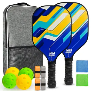 Pickleball Paddles, 2 pickleball paddles, USAPA Approved, Fiberglass, Carbon Fiber Pickleball Racket with 4 Indoor Outdoor Pickleball Balls and A Pickleball Bag, 4 pieces of pickleball grip tape, 2 pieces of sports towels