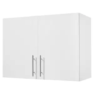 fathersdaygift VEVOR Laundry Room Wall Cabinet, 2-Tier Wall Mounted Hanging Cabinet with Adjustable Shelf, 32 in Cupboard Storage with 2 Doors, for Bathroom, Kitchen, Laundry, 16x 32x 24 in (Dx Wx H), White