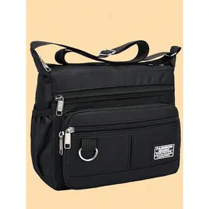 Men's Large Capacity Waterproof Oxford Cloth Shoulder Crossbody Bag with Multiple Pockets for Travel, School, and Business