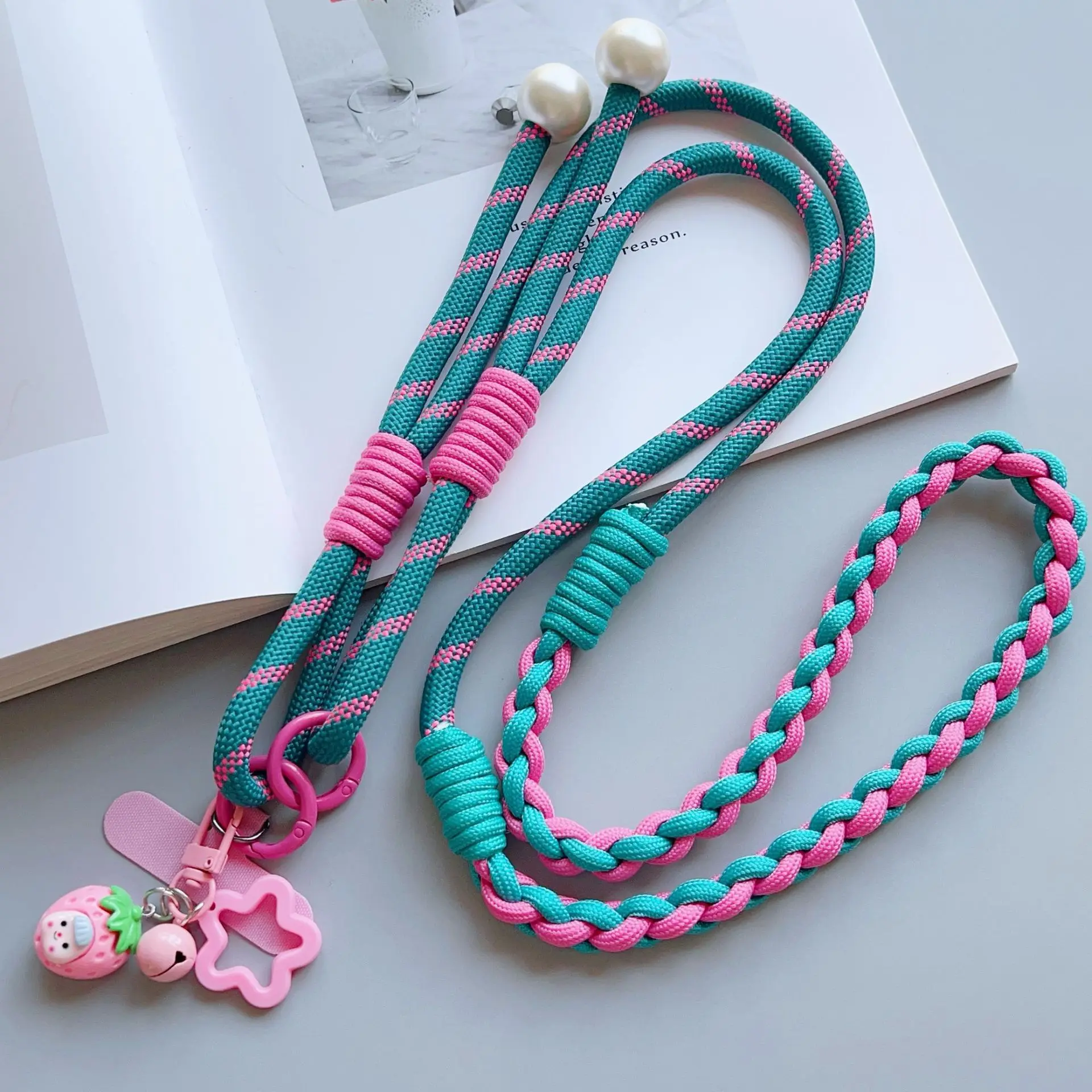 Green pink color matching weaving