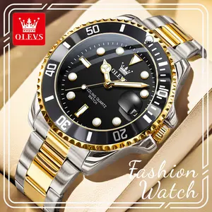 OLEVS 5885 Men’s Quartz Watch, Large Date Window, Luminous Waterproof Minimalist Business Wristwatch, Stainless Steel