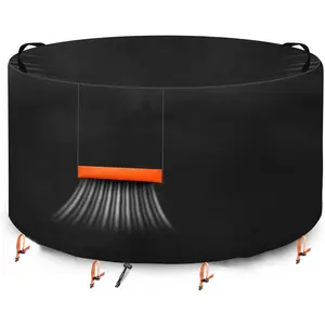 Round Fire Pit Cover 32" Dia X 16" H,Duty 600D Waterproof Fire Pit Cover,Round Firepit Cover,Black, Fit for Gas Firepits, Fire Tables or Fire
