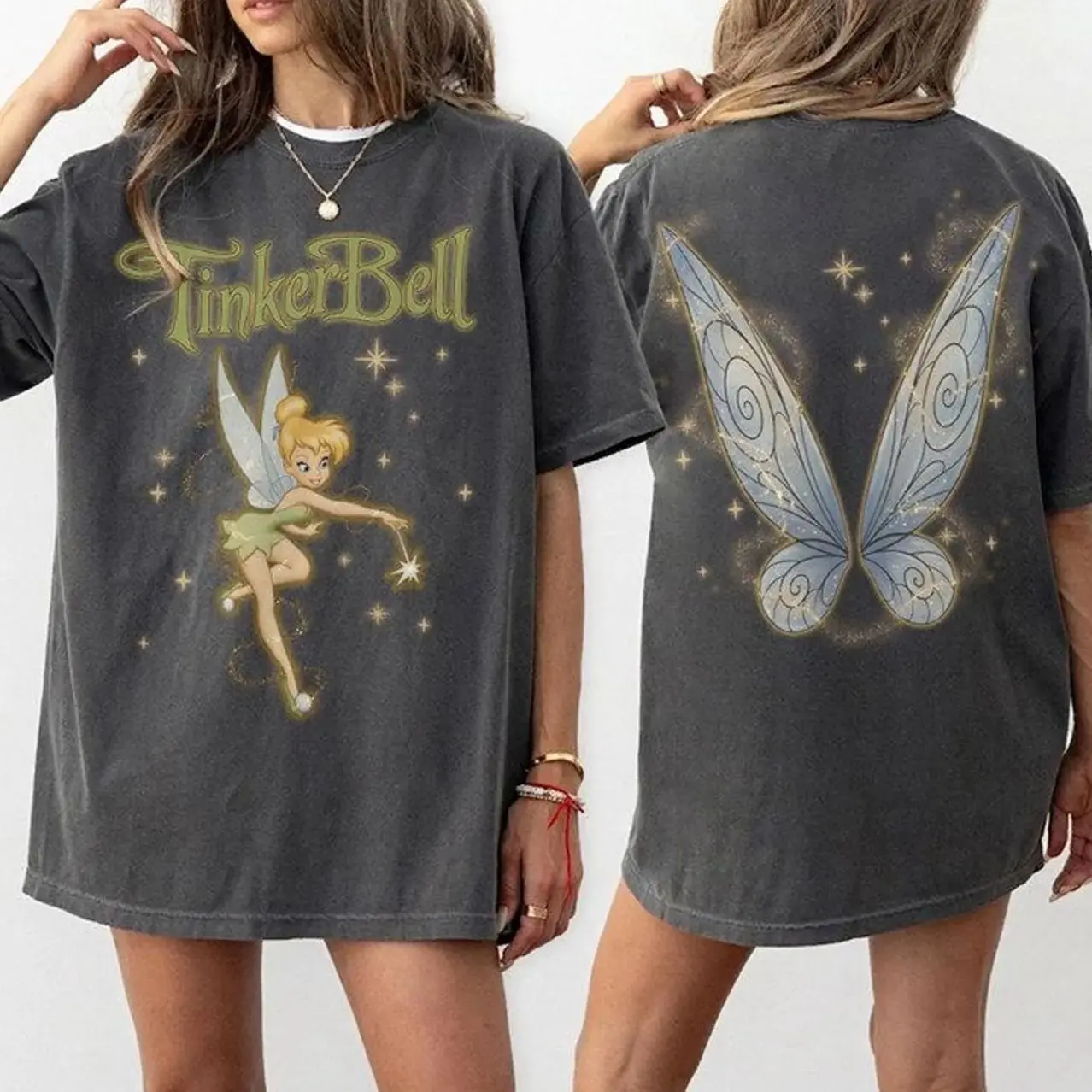 Youth&Adult Comfort Colors Vintage #PeterrrPannn #TinkerrrBellll Shirt, Retro Y2K Fairy Tee, Princess Style Gift BKC4I