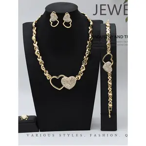 18k Layered real gold filled xo double hearts bracelet #     1