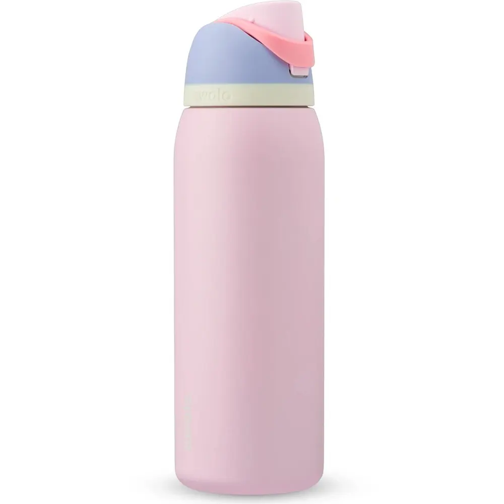 Owala 32oz Stainless Steel Water Bottle, Pink Water Bottle with Blue Lid, FreeSip Insulated Bottle, Leakproof Travel Water Bottle, Double Wall Vacuum Insulated Sports Bottle