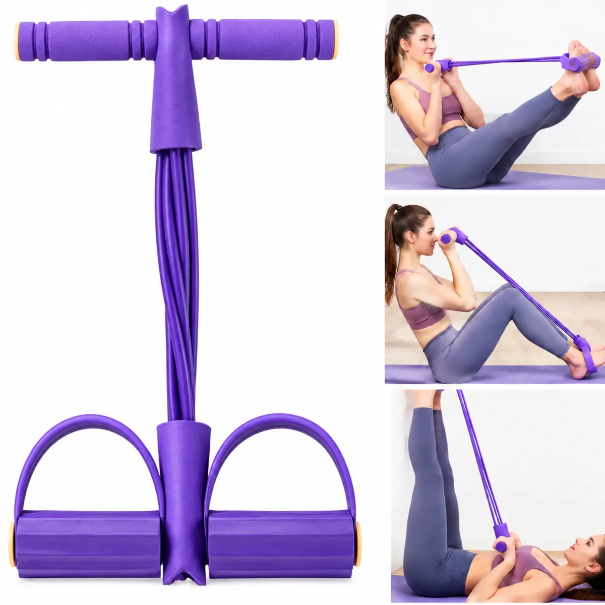 6-Tube Resistance Exerciser with Foot Pedals – Portable Elastic Workout Equipment for Home Exercise, 16.53 × 9.64 in