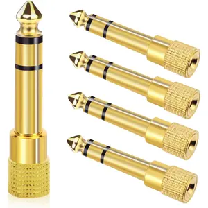 L-APT002  5-Pack 3.5mm to 1/4" Adapter, Gold Plated Headphone Jack Adapters, 1/4" to 3.5mm Adapter, Stereo Audio Headphone Adapters for Aux Cable, Headphones, Piano, Drums, Guitar Amplifier