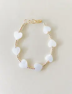 Littlelundsco 14k Gold Filled Heart Baby Toddler Bracelet with 8mm Heart Shell Beads and 2.5mm Gold Filled Beads for Everyday Wear