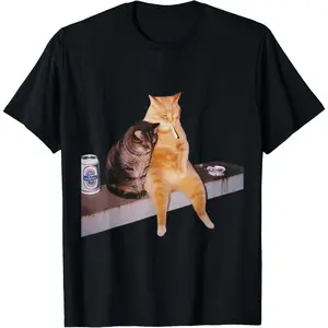 😼🔥[Graphic Hoodie]Funny Cat Meme Smoking Cigarette T-Shirt| Cool Attitude Cat Graphic Tee with Vintage Look| Aesthetic Casual Cotton Short Sleeve Shirt| Trendy Streetwear Summer Everyday Wear for Men and Women| Viral Meme Cat T Shirt