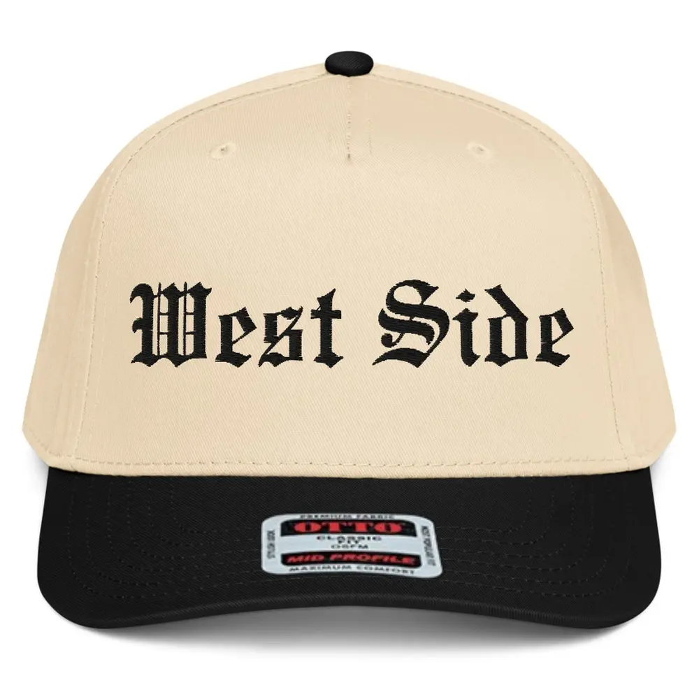 RIVEMUG NX1 West Side Embroidered 2 Tone Hat Mid Crown Curved Bill Snapback Funny Cap for Men and Women