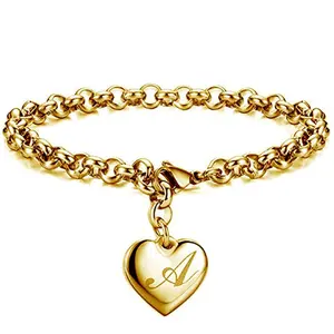 New simple personality titanium steel bracelet 26 letters fashionable stainless steel o-shaped chain gold bracelet jewelry