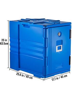 Insulated Food Pan Carrier 82 Qt Hot Box for Catering, LLDPE Food Box Carrier with One-Piece Buckle, Front-Loading Food Warmer with Handles, End Loader with Wheels for Restaurant, Canteen, Cafeteria, Buffet Service, Durable Blue