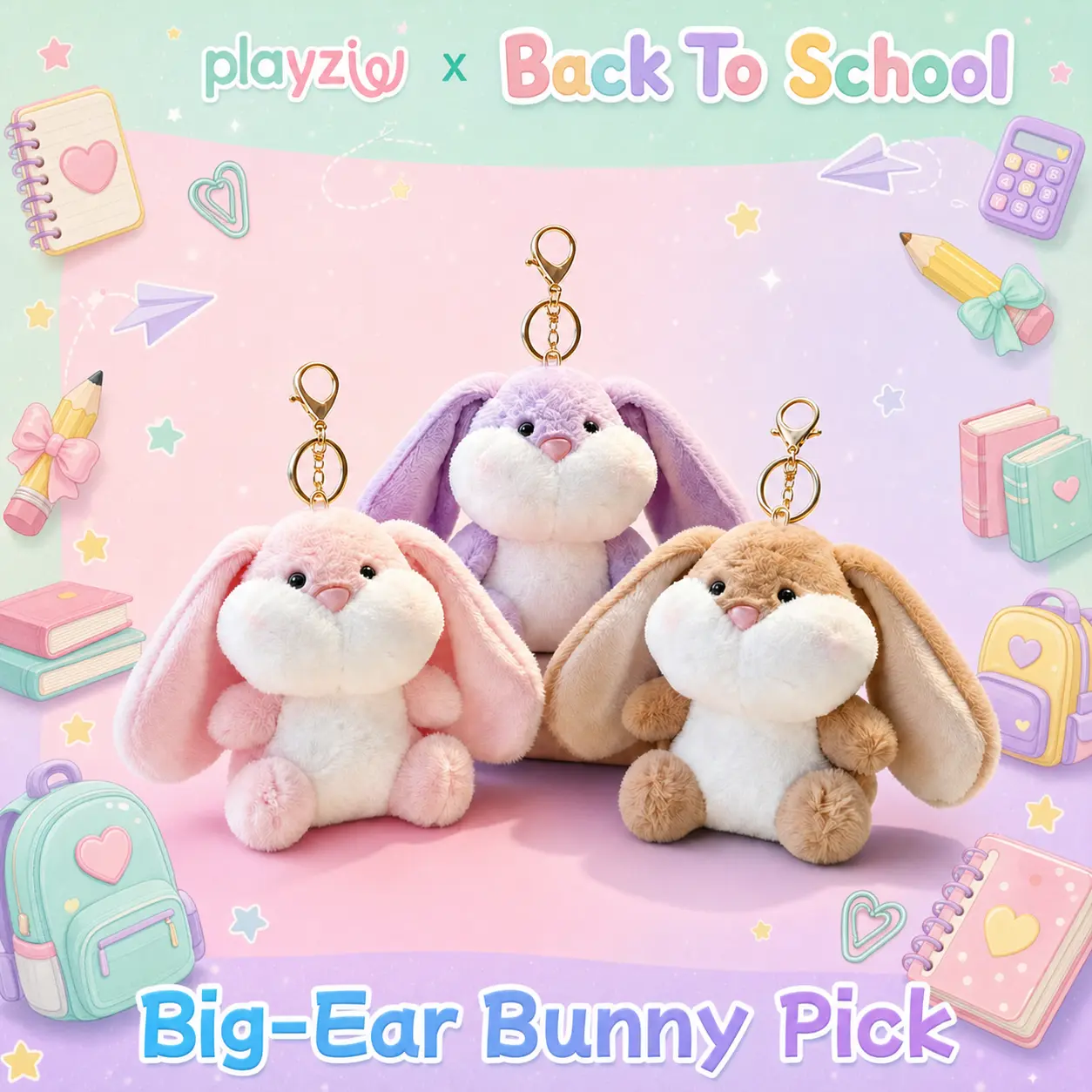 Cute big-eared rabbit keychain, bag hanging decoration, suitable for girls and women, gift item #TikTokShopBackToSchool