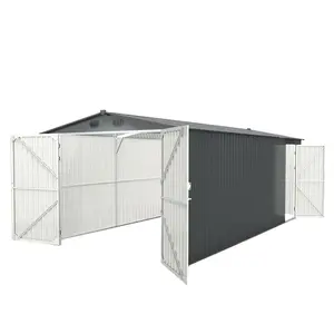 10x20 FT Upgraded Metal Storage Shed | Large Outdoor Steel Garage Shed with Double & Side Doors | Weatherproof Storage