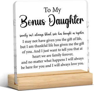 Bonus Daughter Gifts from Stepmom Stepdad, Christmas Gifts for Stepdaughter, Step Daughter Gifts Ideas, Best Birthday Gift for Daughter Acrylic Decor 4 x 4 inches B5