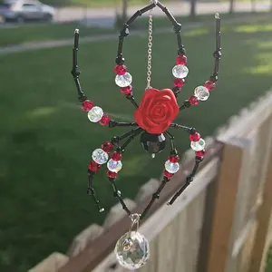 Rose Handmade Beaded Spider Suncatcher