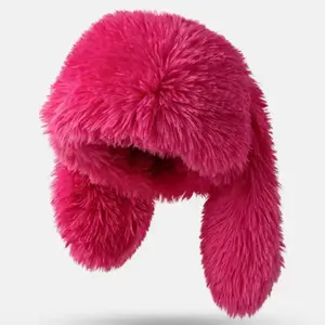 Aesthetic Bunny Ears Warm Beanie, Super Warm Soft Plush Winter Hat, Cute Cozy Thermal Ear Warmer Cap for Women Girls Daily Use