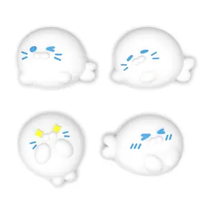 PlayVital Thumb Grips for Nintendo Switch 2, Kawaii Silicone Thumbstick Caps for Joycon 2, Joystick Cover for Switch 2 Accessories - Cutie Seal Squad Joy Con Design Protection