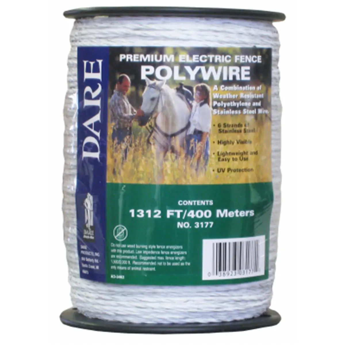 Dare Products 3177 400 mm. x 1312 ft. Heavy Duty Poly Wire- White