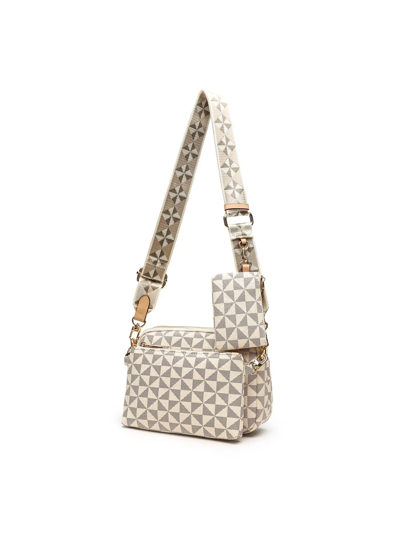 Women's Fashionable Geometric Pattern Crossbody Bag & Compact Coin Purse & Wallet Set, Casual Versatile Shoulder Bag Set for Daily Used, Fashionable Patterned Bag Casual Bags