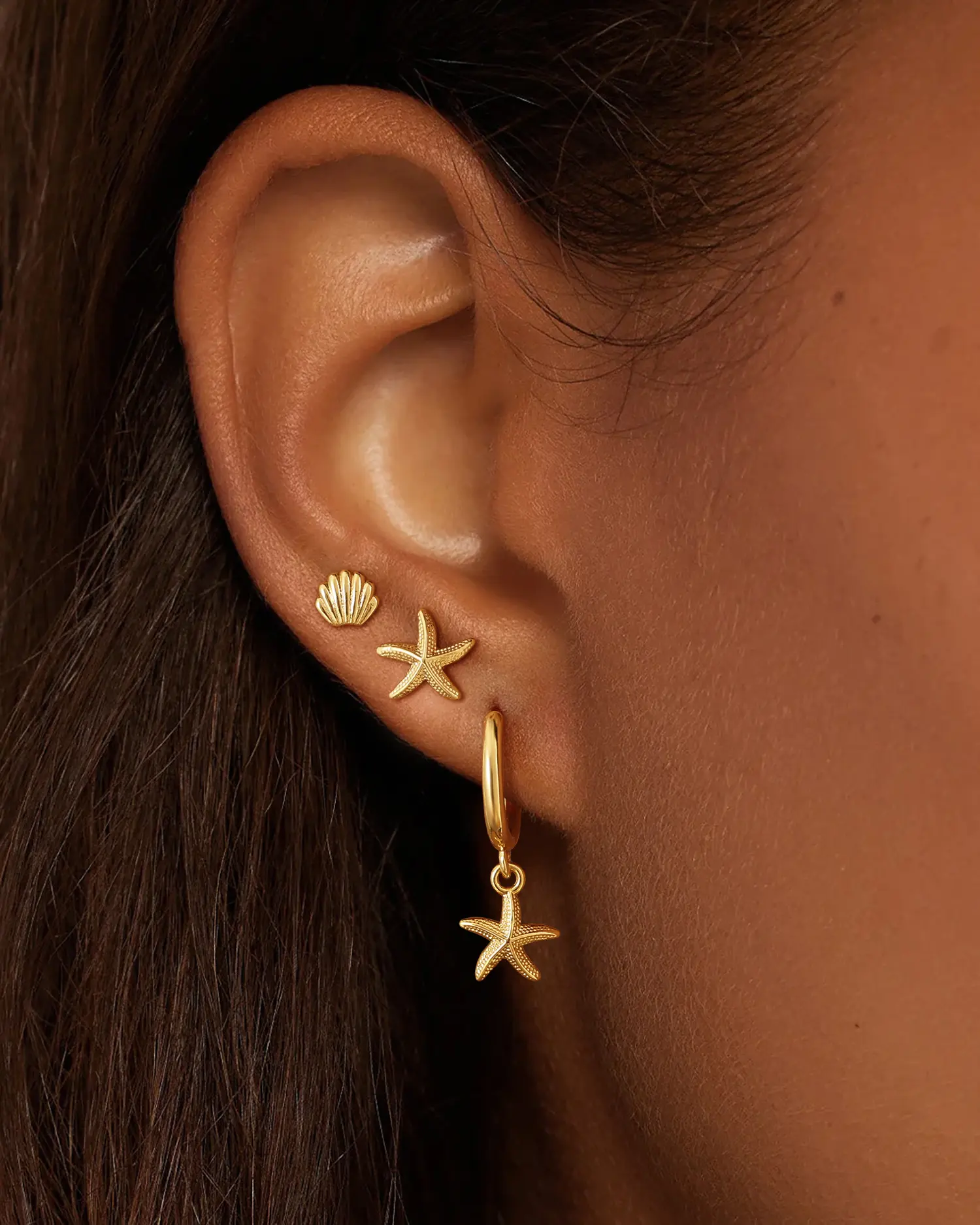 Loyalove Gold Hoop Pendant Earrings—designed for women, featuring fashionable and delicate pendants perfect for parties or weddings. Styles include shells, pearls, and starfish. An ideal fashion jewelry gift for Black Friday presents.