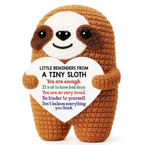 Crochet Sloth Desk Decor Gift with Encouragement Card – Encouragement Gift for Friends, Thank You Gift for Coworkers & Graduation Gift