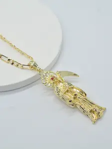 14k Gold Plated Diamond Eye Death God Necklace with Scythe and Scales, Unisex, Daily Wear, Halloween, Anniversary Gift, Fashion Necklace, Exquisite Trendy Pendant