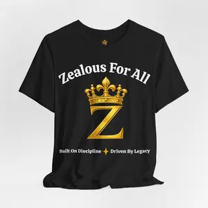 Unisex Luxury Zealous For All T-Shirt (Gold/White Words, Big Logo T-shirt)