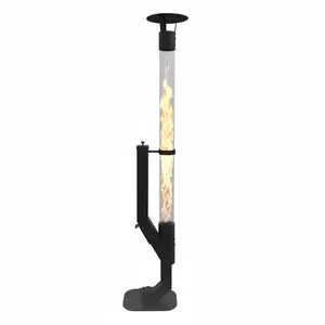 61 Inch Pellet Fire Feature with Vertical Flame Modern Steel Patio Flame Column for Ambience & Atmosphere Portable Decorative Fire for Backyard Garden Camping & Parties
