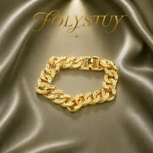 [FOLYSTUY (W167)] The Chunky Cuban Bracelet That Elevates Any Outfit Refined Textured Cuban Link Bracelet