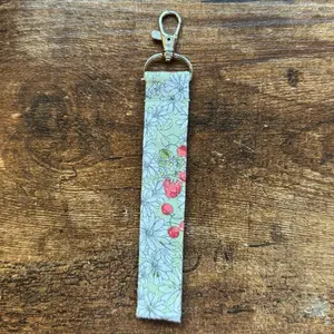 Sage Berries & Cherries Fabric Keychain Wristlet