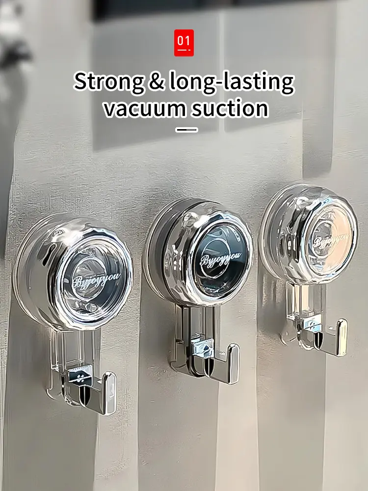 Suction Cup Hooks for Shower, Removable Towel Hooks for Bathroom Window Glass Door Wall, Bath Robe Looafh Wreath Hook for Hanging