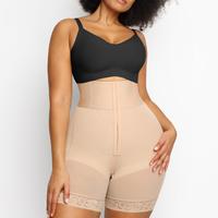 Hook and eye-front Shorts - Beige