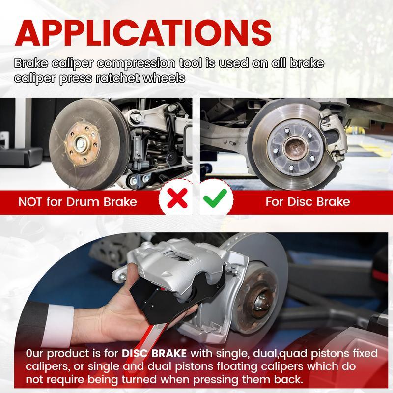 Brake Caliper Press Tool - 360° Rotating Ratchet Piston Spreader Wrench with Large Plates, Labor-Saving Brake Pad Expander for Single, Dual, and Quad Piston Disc Brakes, Professional Automotive Brake Repair Tool Truck Motorcycle