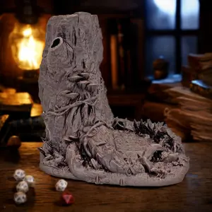 3D Printing - Dice Game - Magic Tree Trunk - Dice Tower - Dice Set - Purple and Blue Dual-Colored Dice, Dungeons & Dragons Accessories for Board Game Enthusiasts, Suitable for Tabletop Game Accessories, Ideal Gift for RPG Lovers Ages 14+