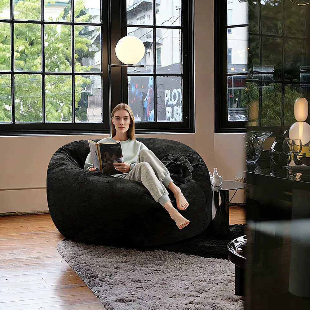 Bean Bag Chair for Adults, 4FT Giant Bean Bag with Filler & Machine Washable Cover, Fluffy Bean Bag Chairs Oversized Beanbag Lounge Chair for Living Room, Bedroom Dorm