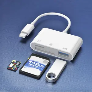 USB C SD Card Reader, High Speed USB 3.0 to SD/Micro SD Card Adapter, Multi-port Storage Card Reader Suitable for Photographers and Content Creators, Type C Adapter