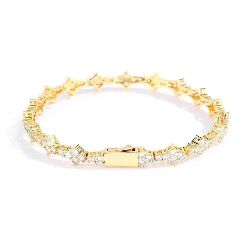 Women's Tennis Bracelet, 7 Inch Bold Design with a Sleek Square to Diamond Link Pattern, 925 Silver Plated over a Solid Brass Core with Hand-Set Crystal, Built Over A Solid Brass Core, Cross Bracelet, Flawless Shine