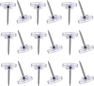 150 Count Push Pins, Willrain Clear Thumb Tacks Suitable, Clear Thumb Tacks for Wall Hangings Plastic Clear Push Pins for Cork Board Flat Head Thumb Tacks