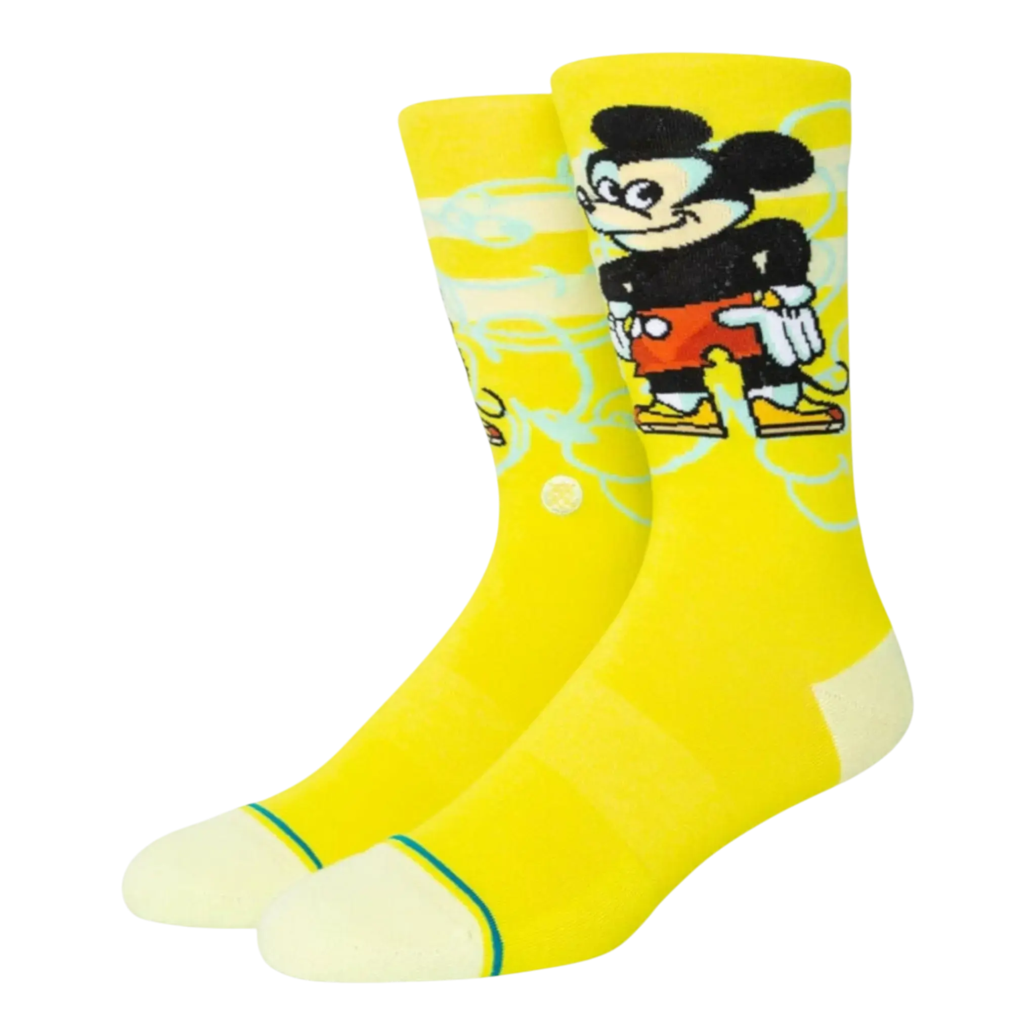Stance x Dillon Froelich Mickey Crew Socks in Lime Yellow | Men's