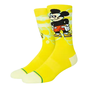 Stance x Dillon Froelich Mickey Crew Socks in Lime Yellow | Men's