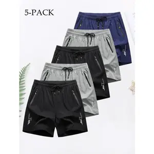 Men's Ice Silk Breathable Quick Dry Three Quarter Length Shorts for Running & Fitness - 3 Pack men's  shorts baggy short gym  shorts  for  men soft stretch short Men's Casual Breathable Shorts Men's Elastic Zipper Athletic Shorts